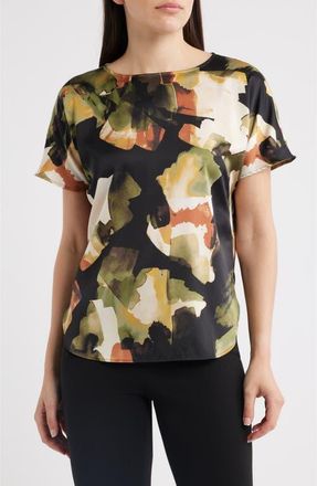 Anne Klein Abstract Print Short Sleeve Top in Bay Leaf Multi at Nordstrom, Size X-Large P