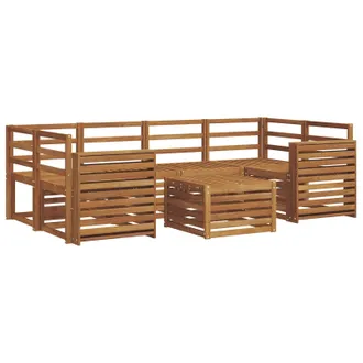 vidaXL Set Di Divani Da Esterno 7 Pz Naturale Legno Di Acacia Massello Vidaxl