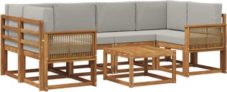 vidaXL Conjunto De Sof&aacute;s De Exterior 7 Uds. Natural Y Gris Claro Vidaxl