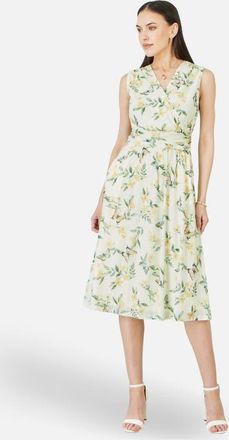Yumi Floral Print Mesh Stretch Midi Dress in Ivory at Nordstrom, Size 10