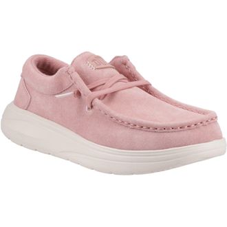 HeyDude Wendy COMF Suede Leather WoMens Rose Pink/Whisper Pink Moccasins Shoes - Size UK 5