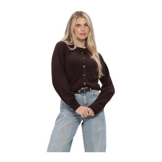 Y.A.S Yasjohi LS Wool Blend Cardigan - Dames - Vesten - Bruin - M - Wol - Truien & Vesten