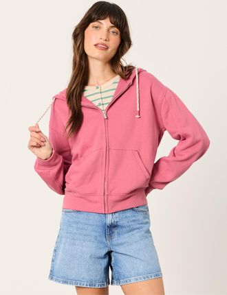 Fat Face FatFace Flora Dark Pink Zip Through Hoodie
