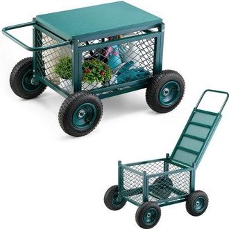 OEM Carrito Asiento De Jard&iacute;n Con Ruedas De Caucho Y Contenedor De Almacenamiento Estructura Met&aacute;lica Soporta Hasta 181 Kg Asiento M&oacute;vil Para Trabajar Par