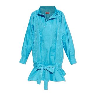 Kenzo Short Dresses, female, Blue, Size: XS Loose-fit dress with belt