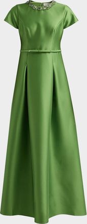 Sachin & Babi Blythe Embellished-Neck A-Line Gown