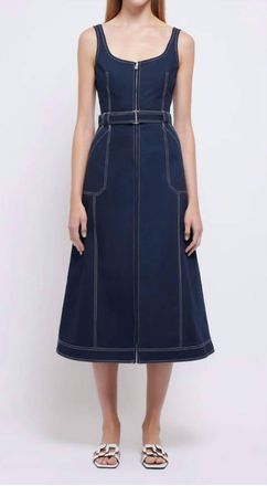 SIMKHAI Manson Belted Midi Dress In Midnight