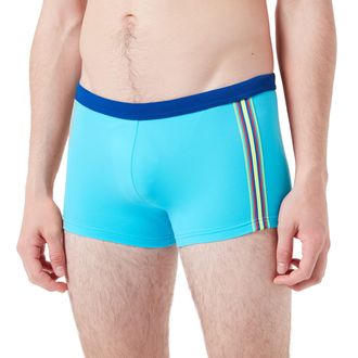 HOM KAJYY Mens Mistral Swim Shorts Diaper, Turquoise + Multico Striped Band, M