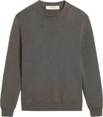 Golden Goose Sweater met Contrastlogo en Gouden Sterren - Heren - Ronde hals truien - Grijs - M - Truien & Vesten