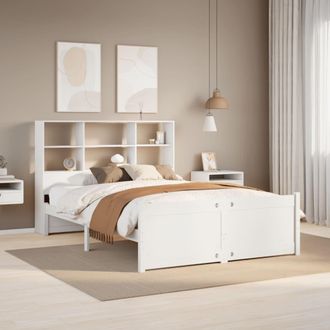 Berkfield Home Bookcase Bed without Mattress White 160x200cm Solid Wood Pine | Size: 160x200 cm