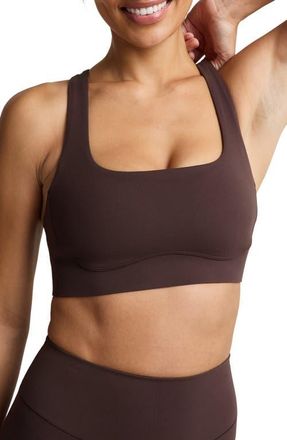 Beyond Yoga In the Zone Scoop Neck Sports Bra in Cocoa Plum at Nordstrom, Size X-Large