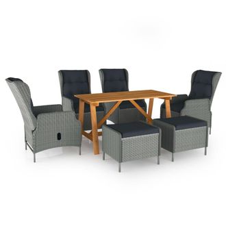 vidaXL Juego De Comedor Para Jard&iacute;n De 7 Piezas Gris Claro Vidaxl