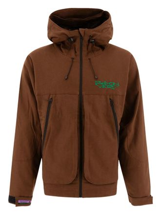 Rayon Vert drawstring hood zip-front hoodie - men - Cotton/Cotton - M - Brown