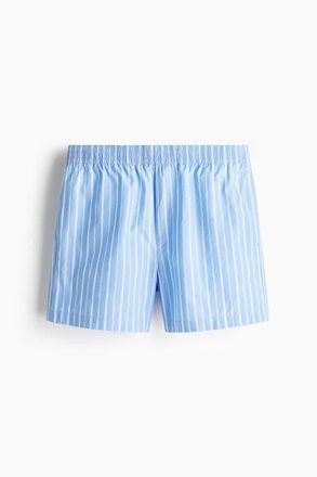 H&M Regular Fit Cotton Shorts in Light Blue/striped at Nordstrom, Size X-Large