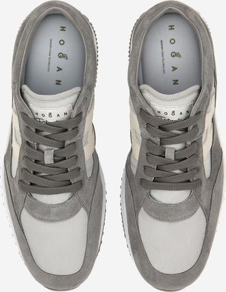 Hogan Mens Sneakers Interactive Leather And Nylon Multicolour Rubber Trainers