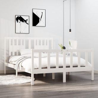 Berkfield Home Bed Frame White Solid Wood 140x190 cm
