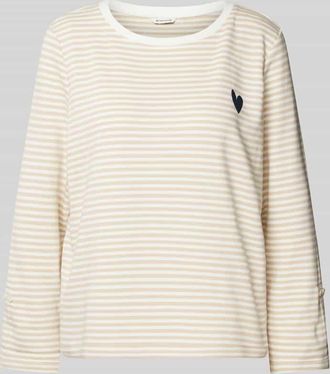Tom Tailor Comfort Fit Sweatshirt mit Allover-Muster in Beige, Gr&ouml;&szlig;e S