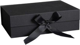 OEM Caja De Regalo Con Lazo, Tapa, Cinta De Papel, Caja Magn&eacute;tica Para Bodas, Cumplea&ntilde;os, Navidad, Aniversarios (negra, 23 X 17 X 7 Cm)