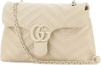 Gucci Womens Gg Marmont Shoulder Bag Beige Nappa