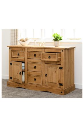 Seconique Corona 2 Door 5 Drawer Sideboard in Natural