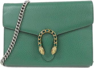 Gucci Emerald Green Leather Chain/Shoulder Wallet (Pre-Owned)