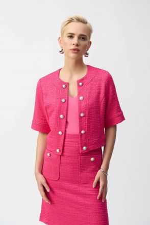 Joseph Ribkoff Boucl&eacute; Cropped Jacket In Pink