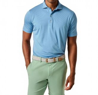 Johnnie-O Lyndonn Striped Jersey Performance Polo In Blue