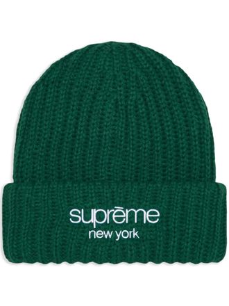 SUPREME Classic grofgeribbelde muts met logo - Groen