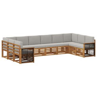 vidaXL Conjunto De Sof&aacute;s De Exterior 7 Uds. Natural Y Gris Claro Vidaxl