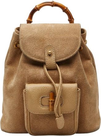 Gucci Brown Suede Leather Backpack (Pre-Owned)