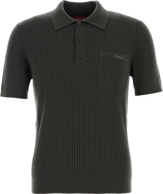 Gucci Dark Grey Wool Blend Polo Shirt