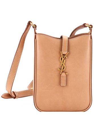 Saint Laurent Brown Leather Le 5 A 7 Vertical Shoulder Bag Mini (Authentic Pre-Loved)