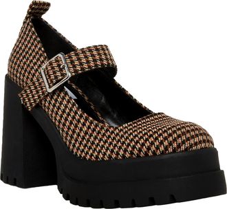 Steve Madden Orsen Mary Jane Pump Brown Plaid ORSE01S1-762 Womens