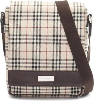 Burberry Pre-owned Canvas Shoulder Bag - Dames - Vintage Schoudertas - Beige - ONE Size - Leer - Vintage