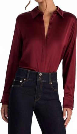 Alice & Olivia Willa Blouse In Oxblood