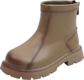 Generic Girls Shoes Size 11 Autumn Childrens Boots Boys And Girls Ankle Boots Thick Soles Non Slip Warm Keeping Comfortable Solid Color Back Zipper Casual Kid