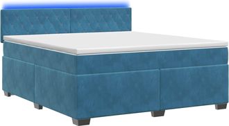 vidaXL Cama Con Base Tapizada, Colch&oacute;n Y Luz Led Azul 140 X 190 Cm Vidaxl