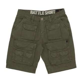 Alpha Industries Cargo Pocket Battle Shorts - Heren - Korte Broeken - Groen - W34 - Katoen - Korte Broeken