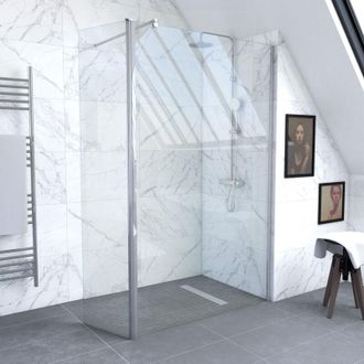 Aurlane Pack parete doccia a filo pavimento - 120x200 cm vetro 6 mm + barra di fissaggio accorciabile
