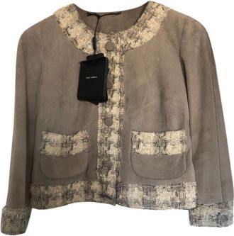 Dolce & Gabbana Lambskin & Tweed Short Jacket Size S
