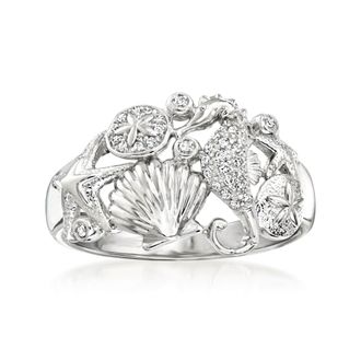 Ross-Simons Diamond Sea Life Ring in Sterling Silver