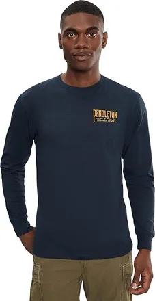Pendleton Original Western Graphic Long Sleeve Mens T Shirt Navy Blazer/Gold : 2XL