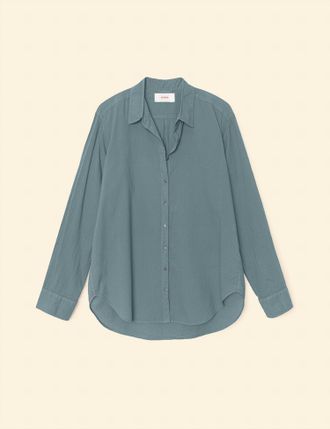 Xirena Womens Beau Shirt Top In Steely Blue