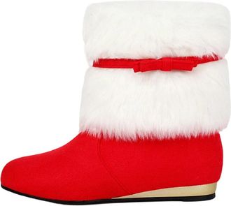 Generic Snow Boots Women Faux Fur Lied Cosy Wedge Boots Casual Classic Comfortable Slip On Warm Furry Ankle Walking Boot Shoes for Cold Weather