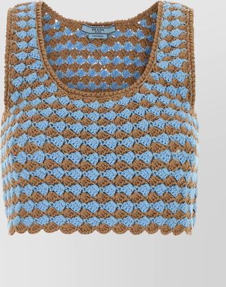 Prada crochet sleeveless crop top with scoop neck