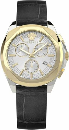 Versace Chrono Lady Chronograph - Dames - Horloges - Zwart - ONE Size - Leer - Accessoires