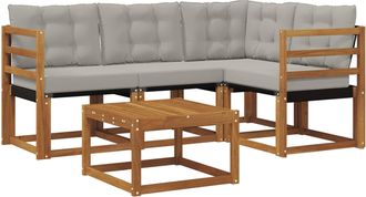 vidaXL Conjunto De Sof&aacute;s De Exterior 5 Uds. Gris Natural Y Claro Vidaxl