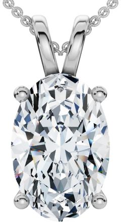 Pompeii3 Oval Solitaire Diamond 4-Prong Pendant 14k Gold 18 Necklace Lab Grown
