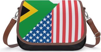 Generic U.S. And South Africa Flag Crossbody Bags for Women Fashion Leather Shoulder Handbags With Adjustable Strap