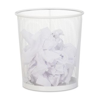 Relaxdays Relaxdays - Set 8 Papeleras De Rejilla De Alambre, Cubo Papeles Dormitorio, Redondo, Sin Tapa, Residuos Pl&aacute;stico, 28x26 Cm, Blanco
